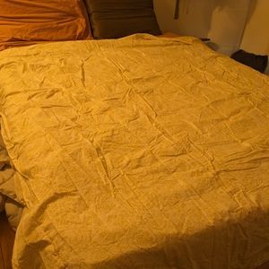 Yellow and white queen size Ikea duvet cover